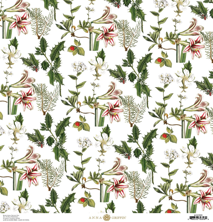 CHRISTMAS AMARYLLIS 12X12 CARDSTOCK – 25 SHEETS