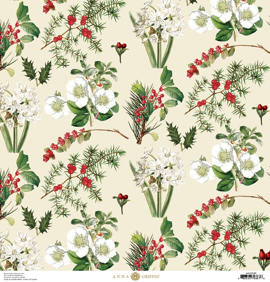 CHRISTMAS PAPERWHITES 12X12 CARDSTOCK – 25 SHEETS