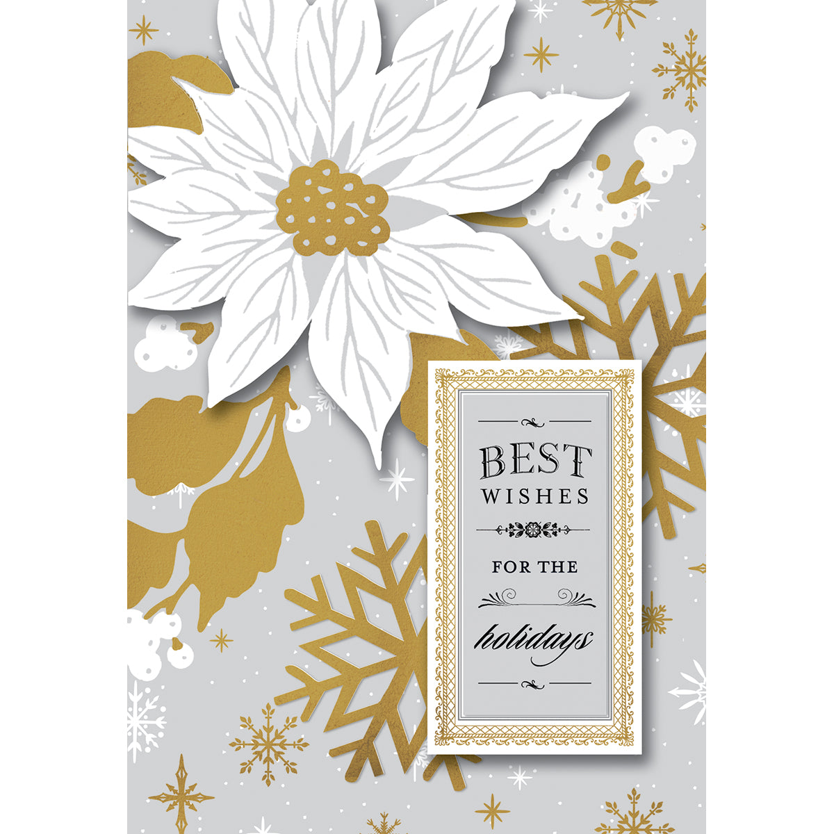 WHITE POINSETTIA CARD BOX 10CT