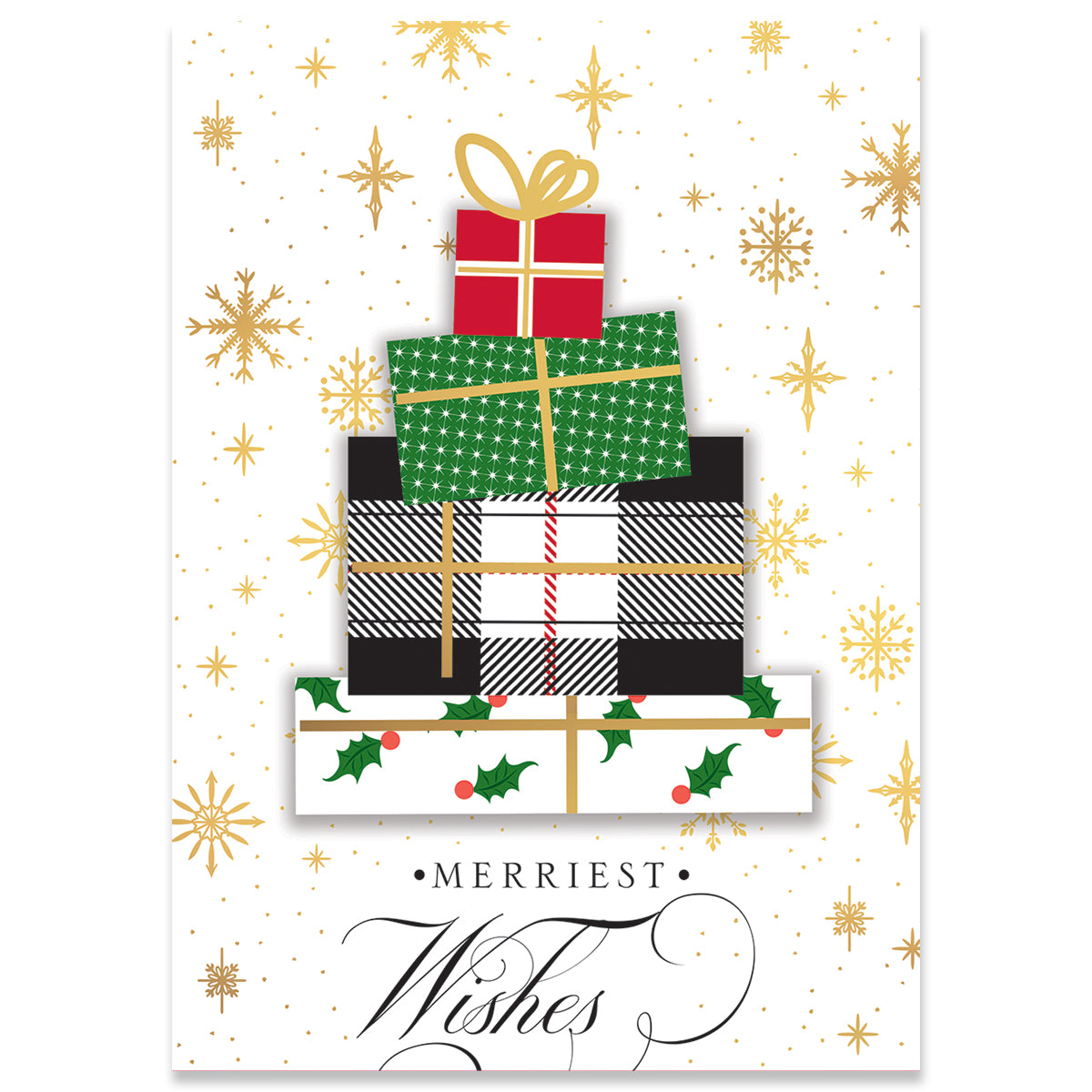 PLAID GIFT TREE CARD BOX 10 CT