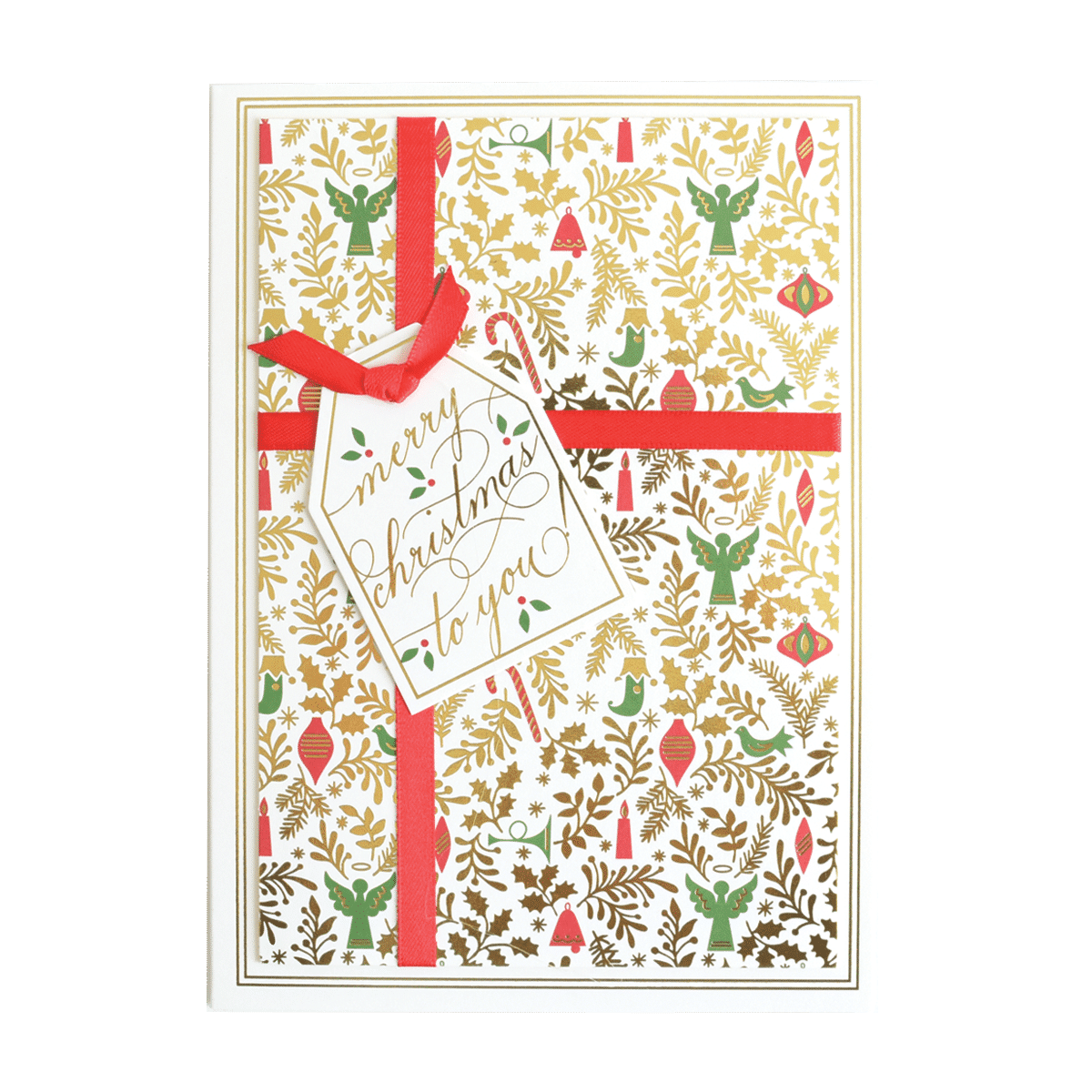TOSSED CHRISTMAS PATTERN BOXED CARD 10 CT
