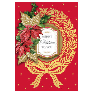 RED/GOLD WREATH SINGLE CARD